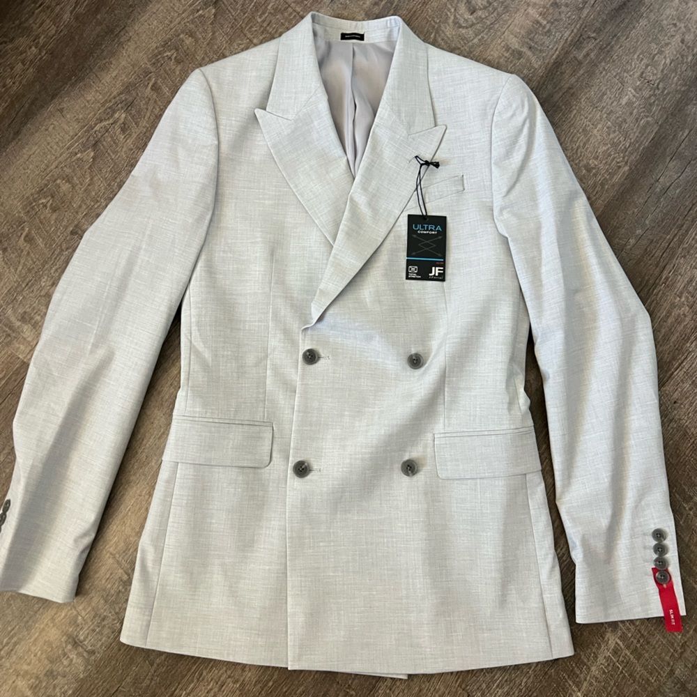 J. Ferrar Double Breasted Slim Fit Sport Coat-Size 38 Long